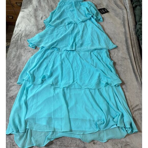 NWT Lulu’s Tier and Now Blue Tie-Back Tiered Maxi Dress Size XXS Side Cut Out - Picture 8 of 10